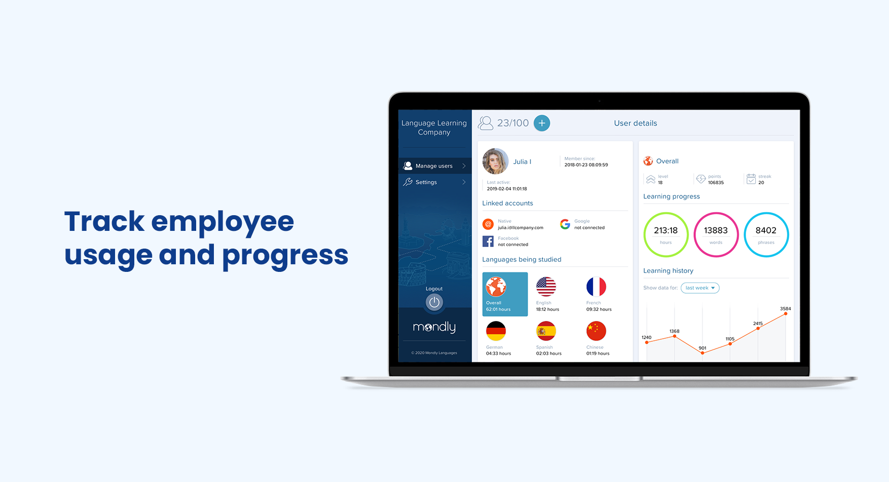 screenshot of Mondly for Business